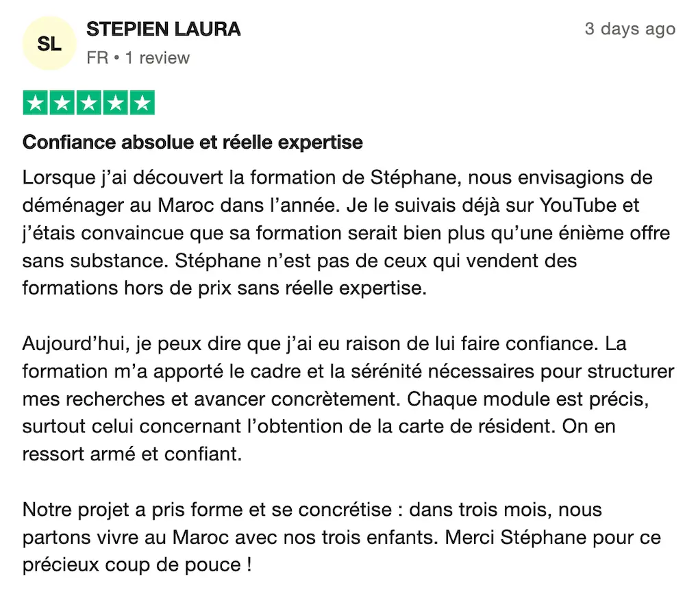 Témoignage de Laura sur la formation Objectif Maroc pour réussir son installation avec sa famille
